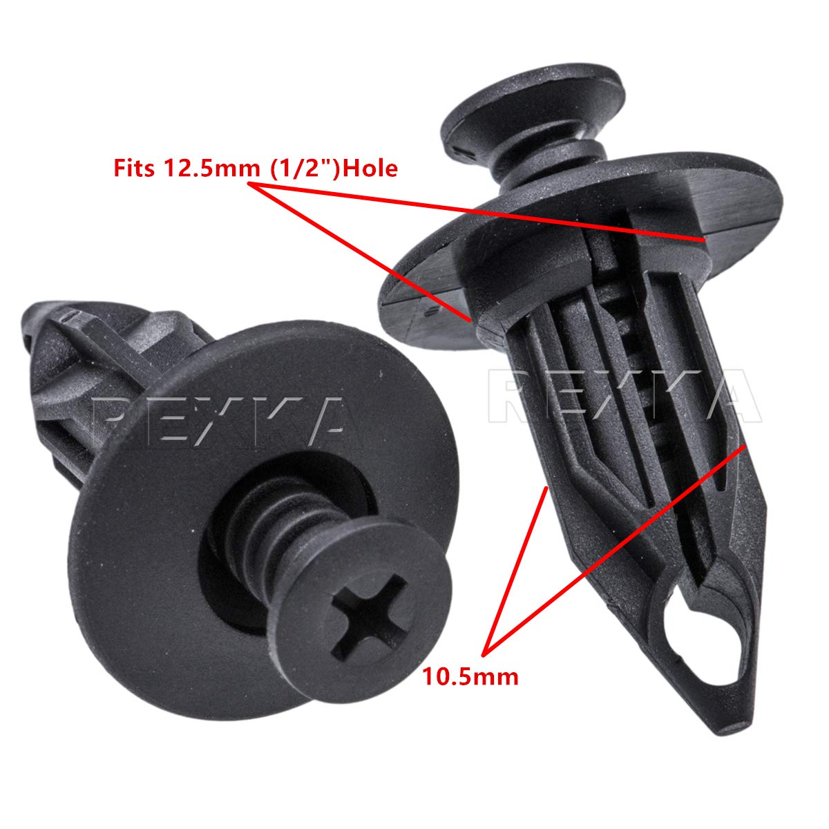 Rexka 10 piece Jeep bumper push pin clips — view 6