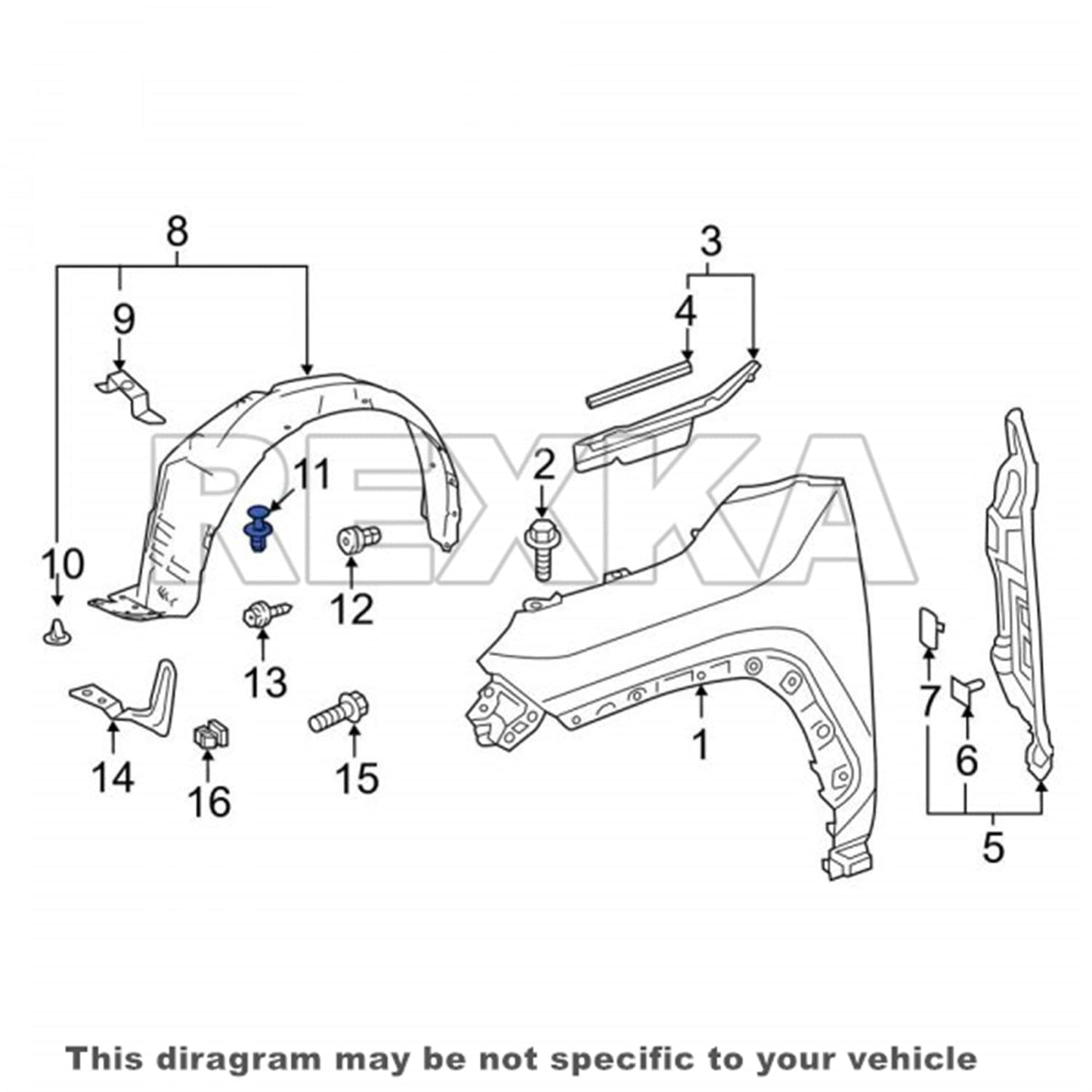 Rexka 10 piece Toyota fender liner clips — view 7
