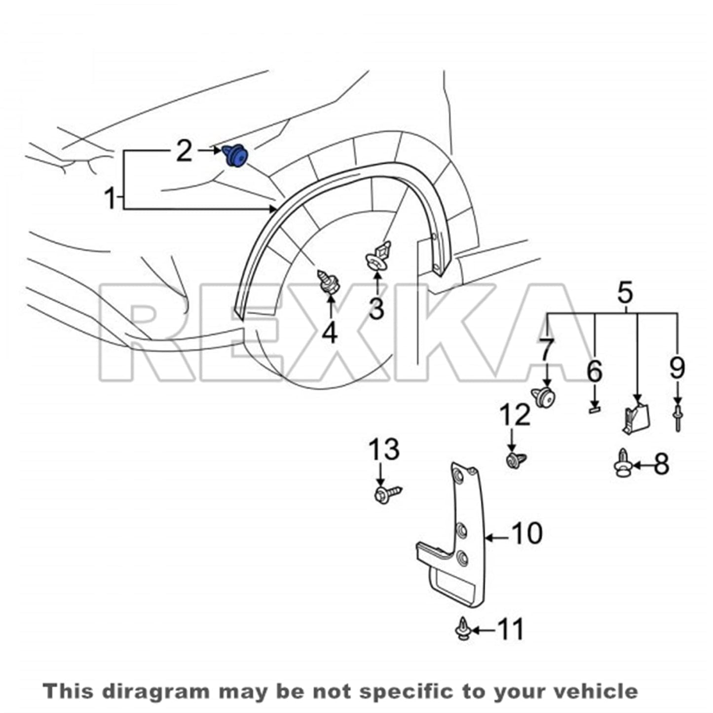 Rexka 10 piece Toyota fender liner clips — view 9