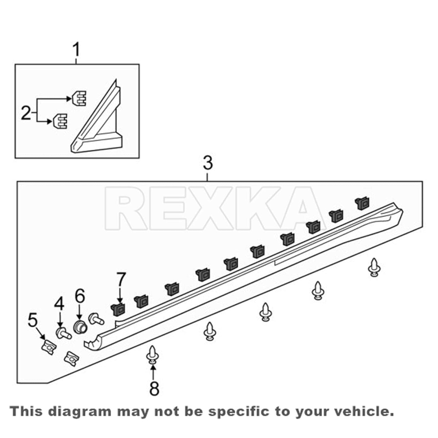 Rexka 20 piece Honda rocker moulding clips — view 7