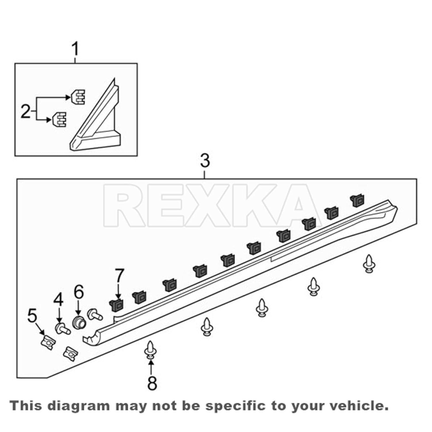 Rexka 20 piece Honda rocker moulding clips — view 7