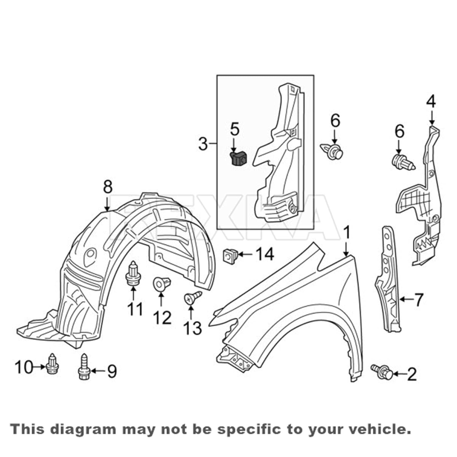 Rexka 20 piece Honda rocker moulding clips — view 8