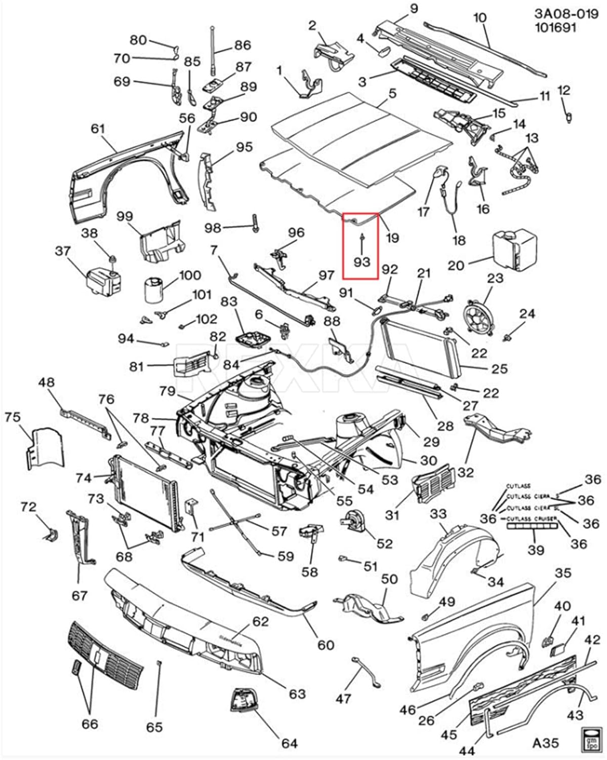 Rexka 15 piece GM hood insulation clips — view 8