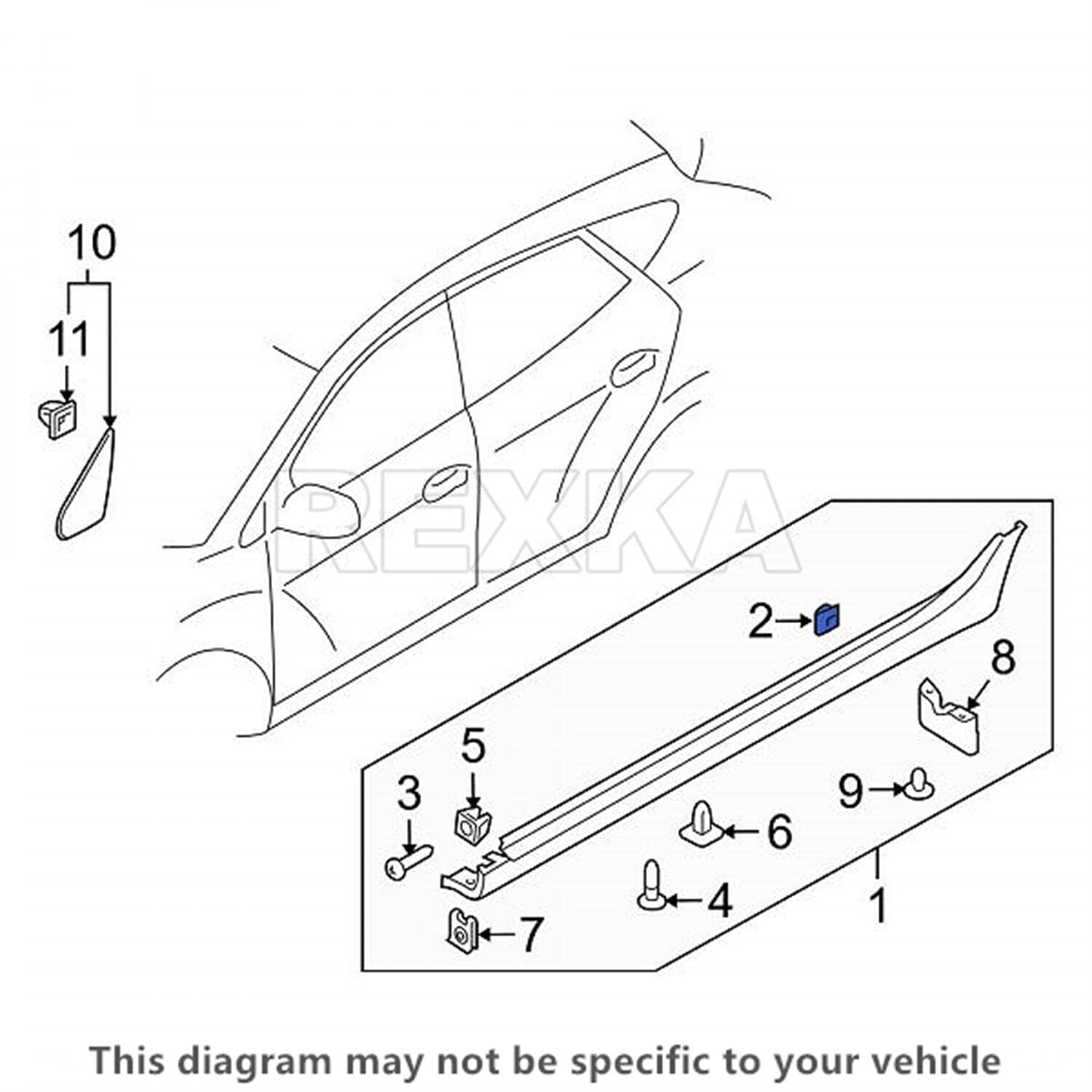 Rexka 10 piece Hyundai Kia rocker clips — view 6