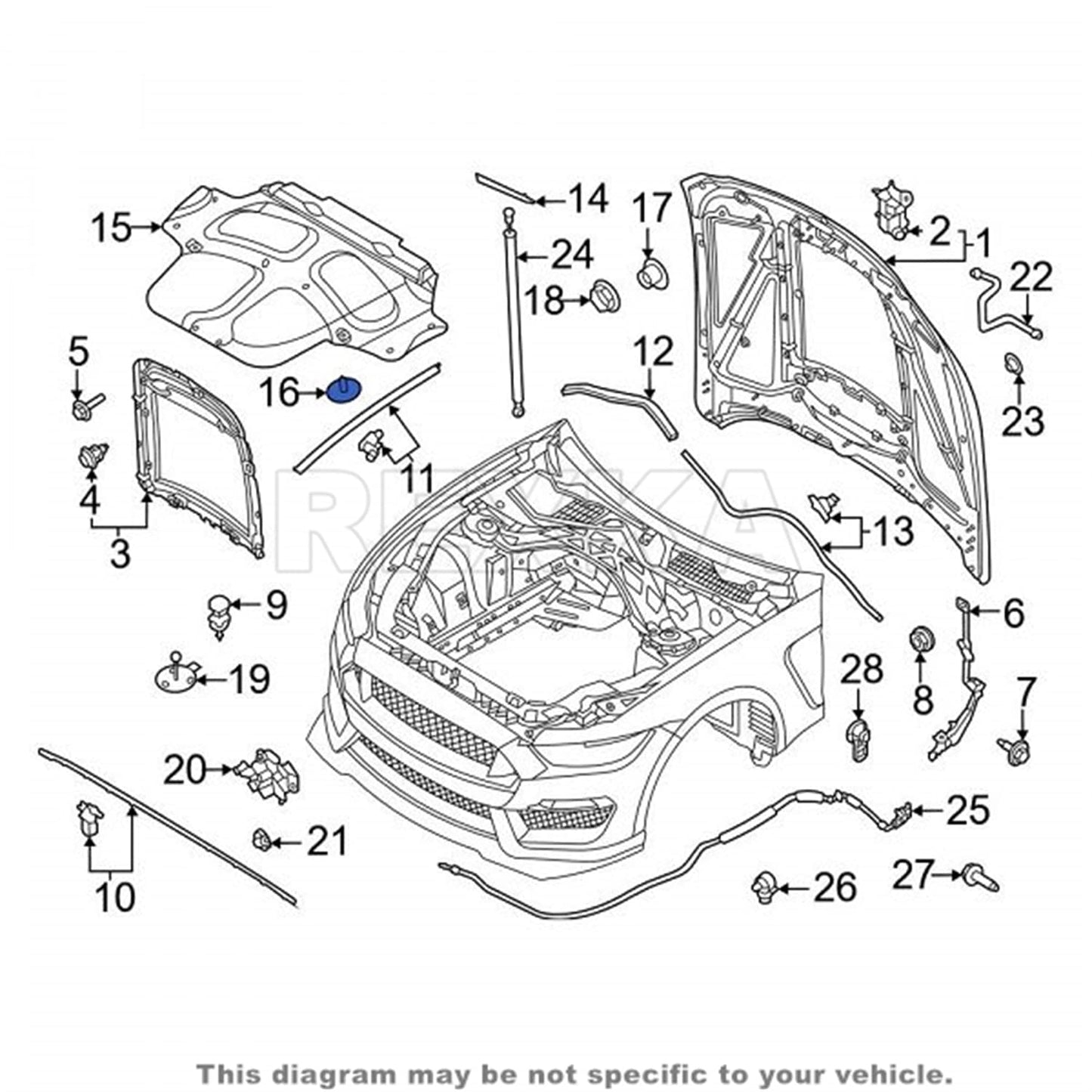 Rexka 10 piece Ford hood insulation clips — view 7