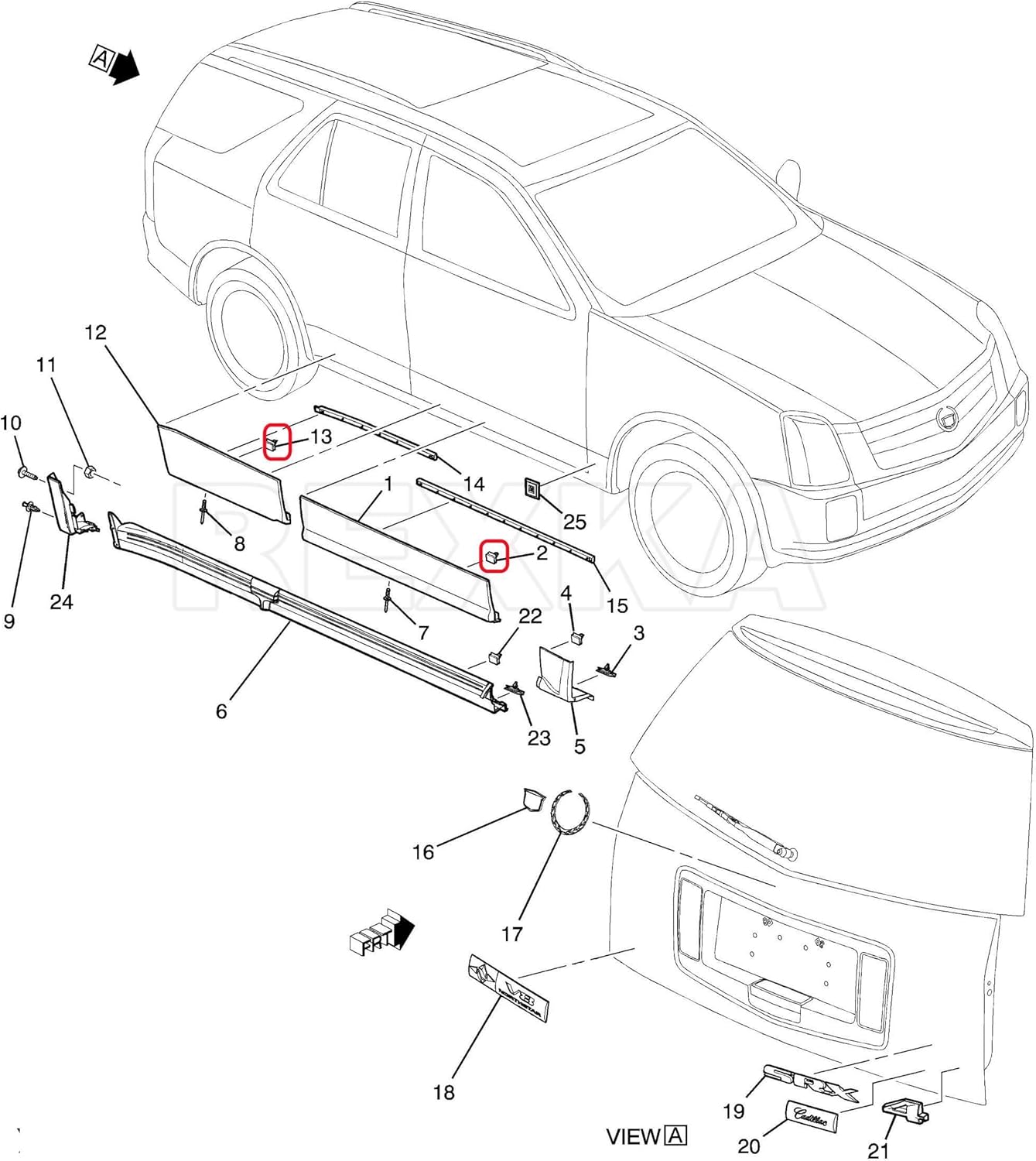 Rexka 10 piece GM rocker moulding clips — view 6