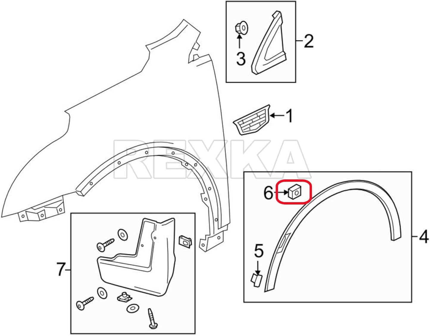 Rexka 10 piece GM rocker moulding clips — view 8