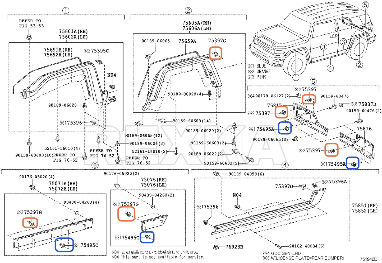 Rexka 10 set Toyota fender flare clip kit — view 5