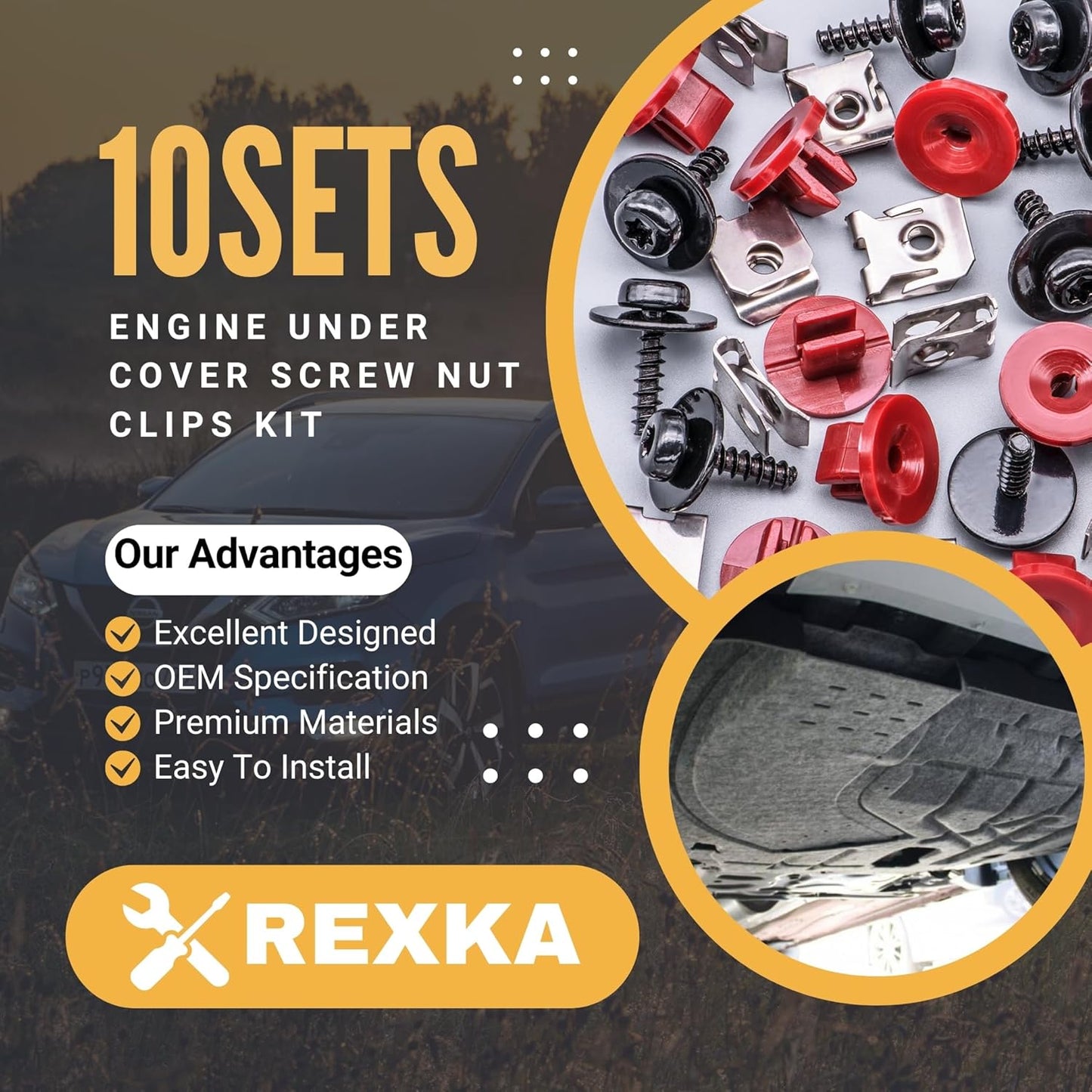Rexka 10 set Ford splash shield screw kit — view 3