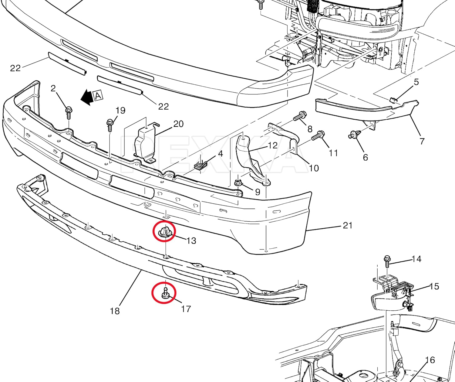 Rexka 15 set Chevy air dam deflector clips — view 7