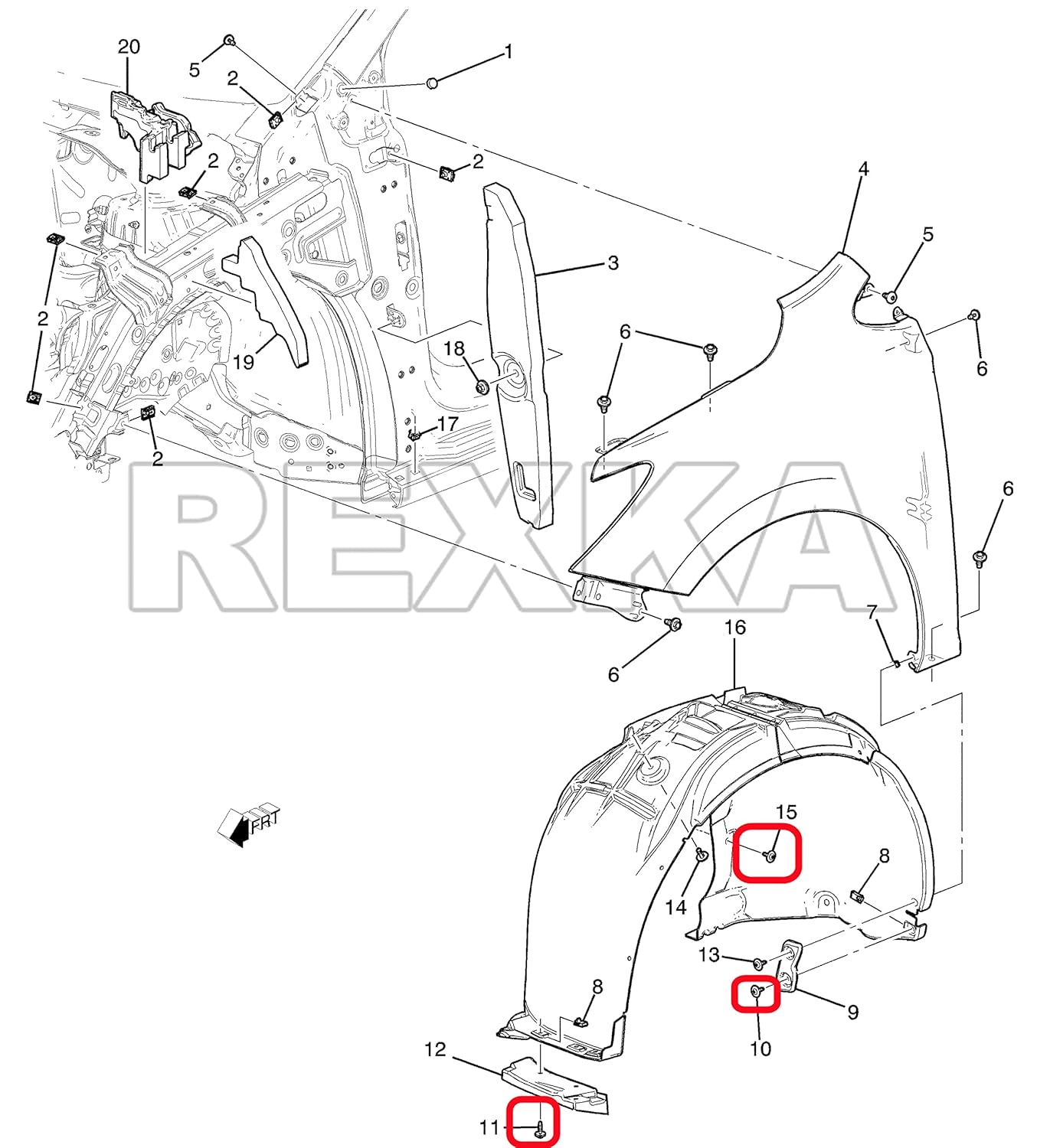 Rexka 20 piece GM fender liner bolts — view 6