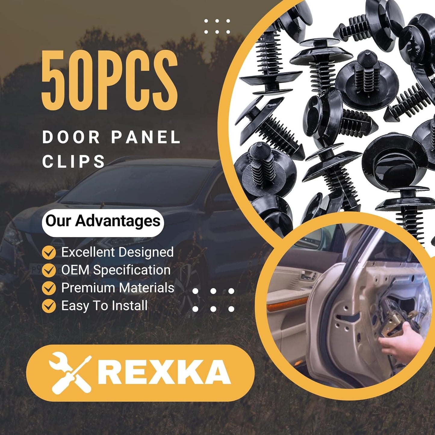 Rexka 50 piece Ford door trim clips — view 3