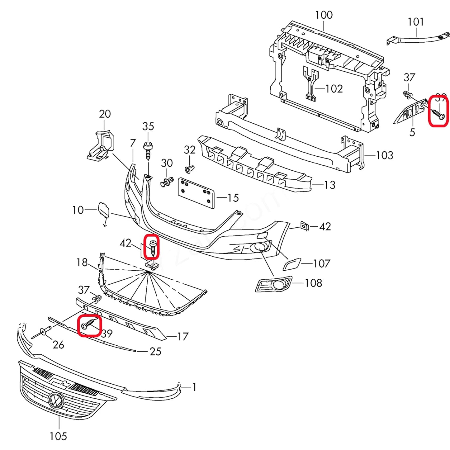 Rexka 30 piece VW Audi splash shield screws — view 6