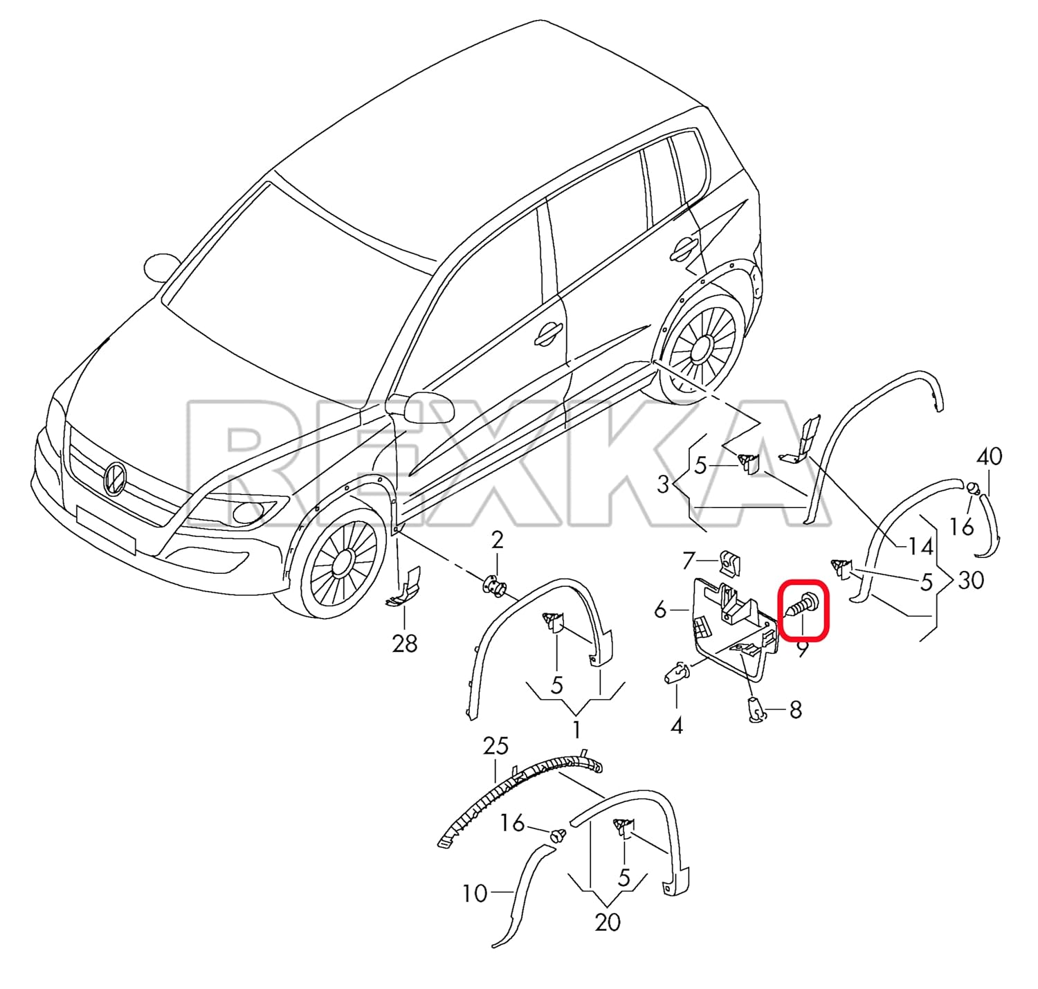 Rexka 30 piece VW Audi splash shield screws — view 8
