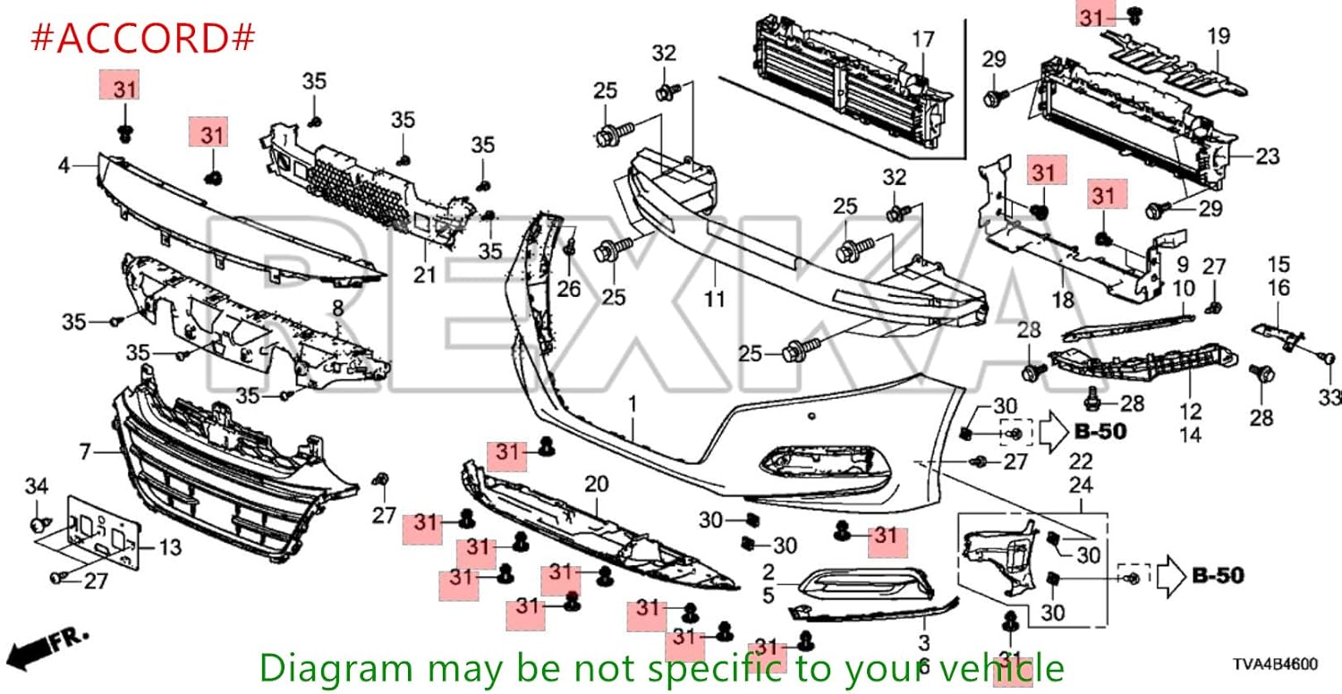 Rexka 40 piece Honda bumper grille clips — view 6