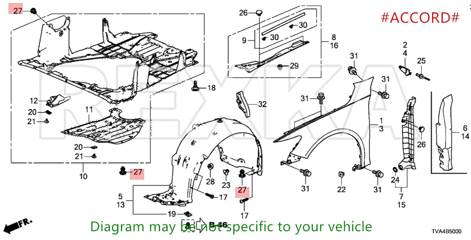 Rexka 40 piece Honda bumper grille clips — view 7
