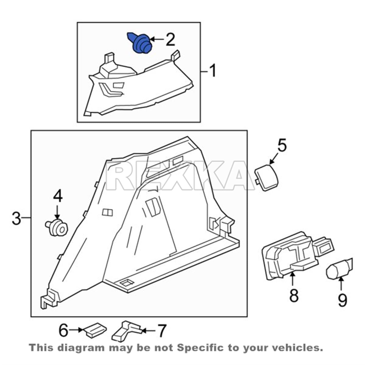Rexka 30 piece Honda door panel clips — view 7
