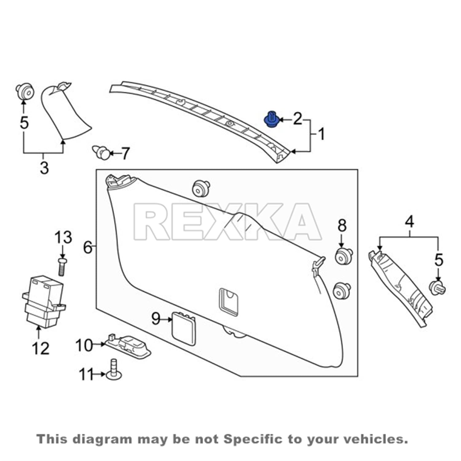 Rexka 30 piece Honda door panel clips — view 8