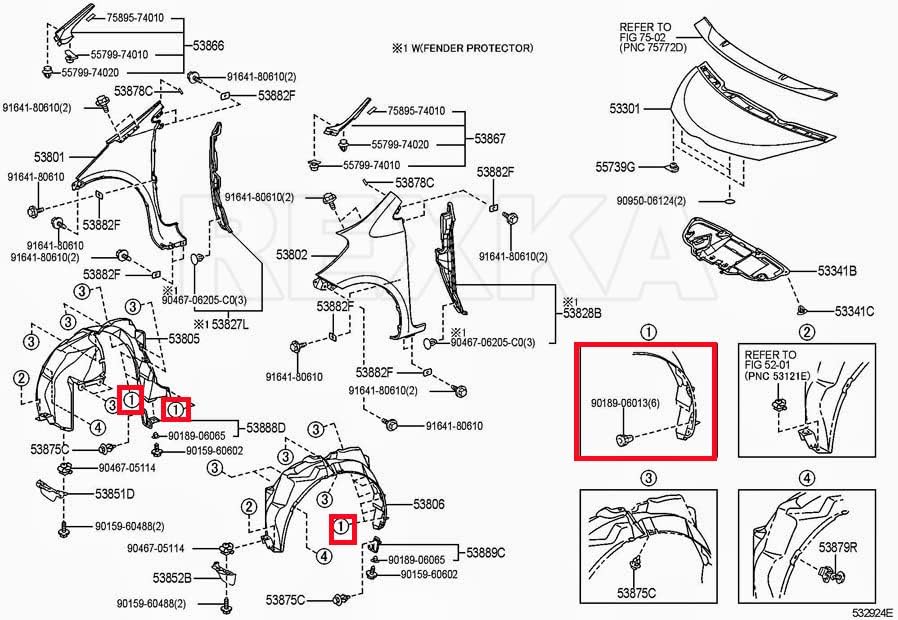 Rexka 40 piece Toyota fender liner grommets — view 7
