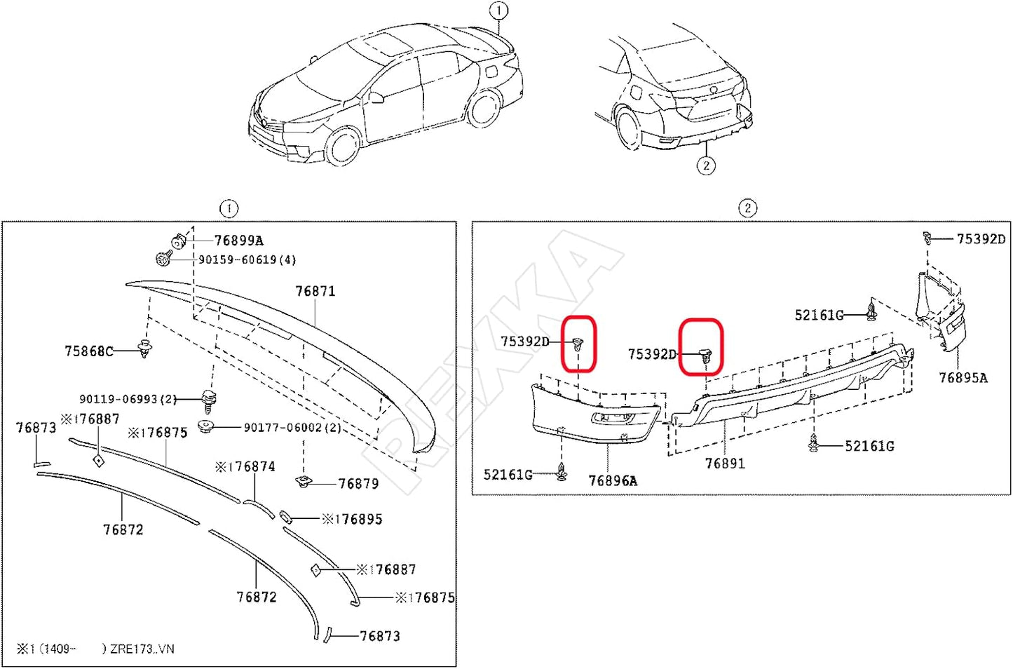 Rexka 25 piece Toyota spoiler moulding clips — view 6