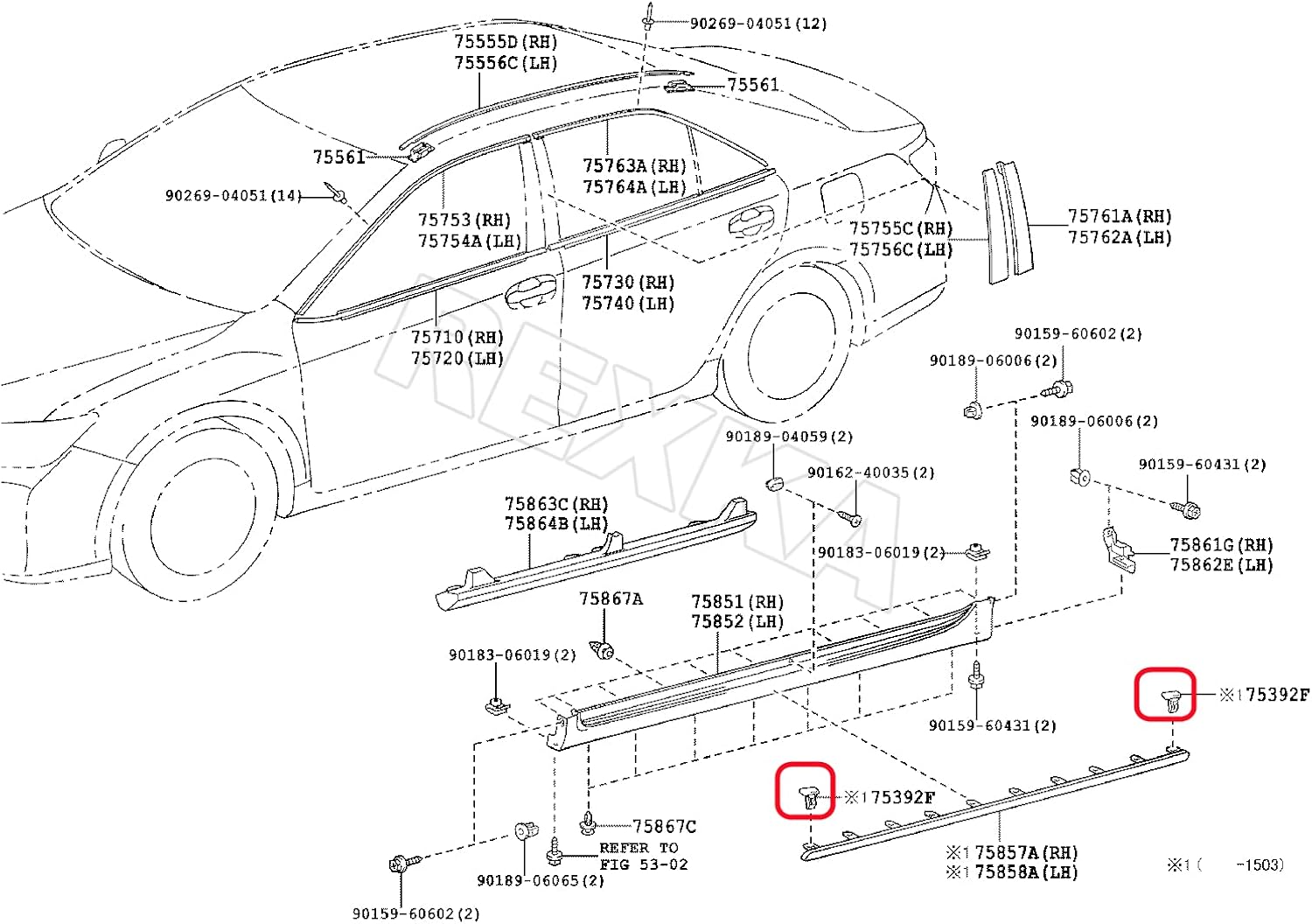 Rexka 25 piece Toyota spoiler moulding clips — view 8