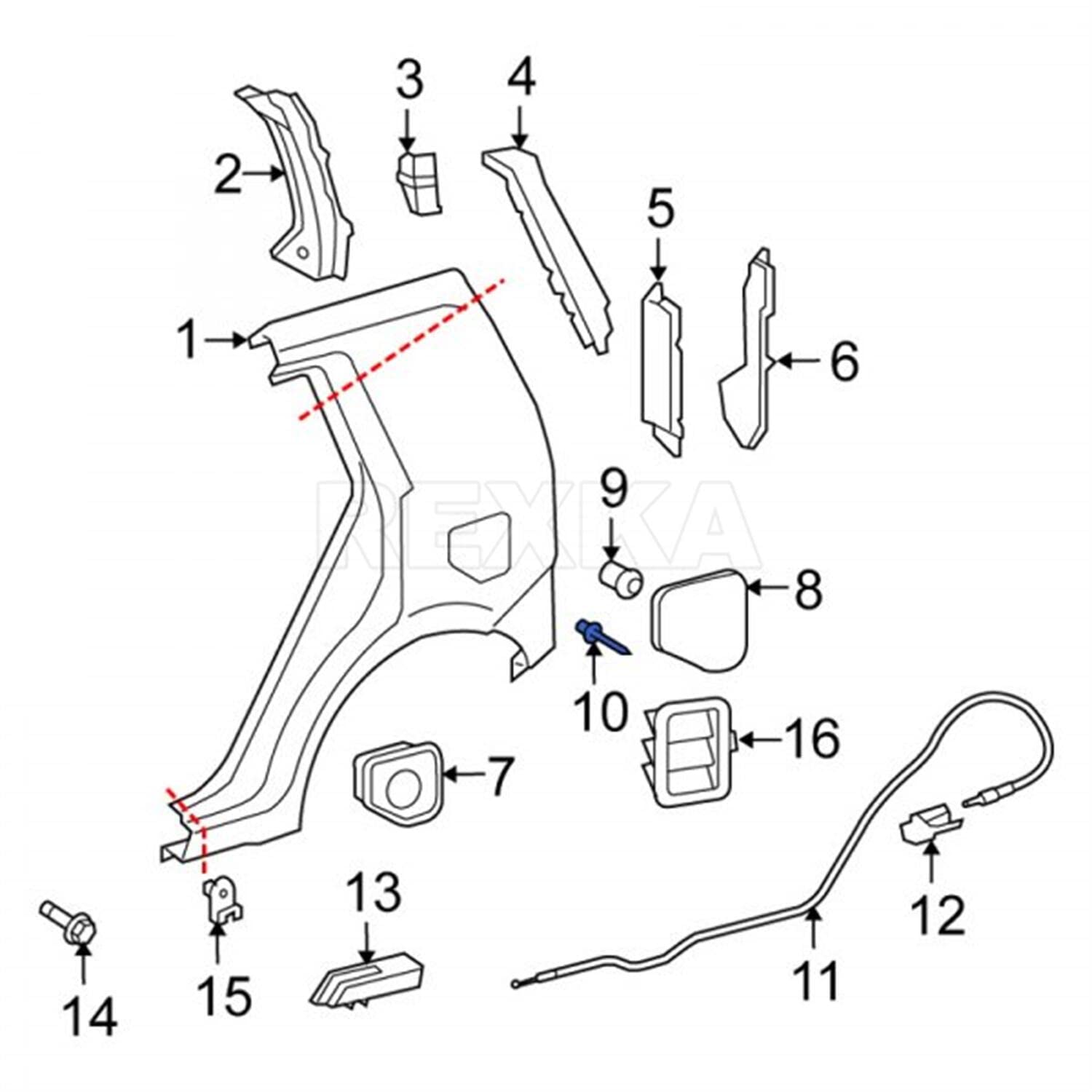 Rexka 10 piece Toyota fuel door rivets — view 6