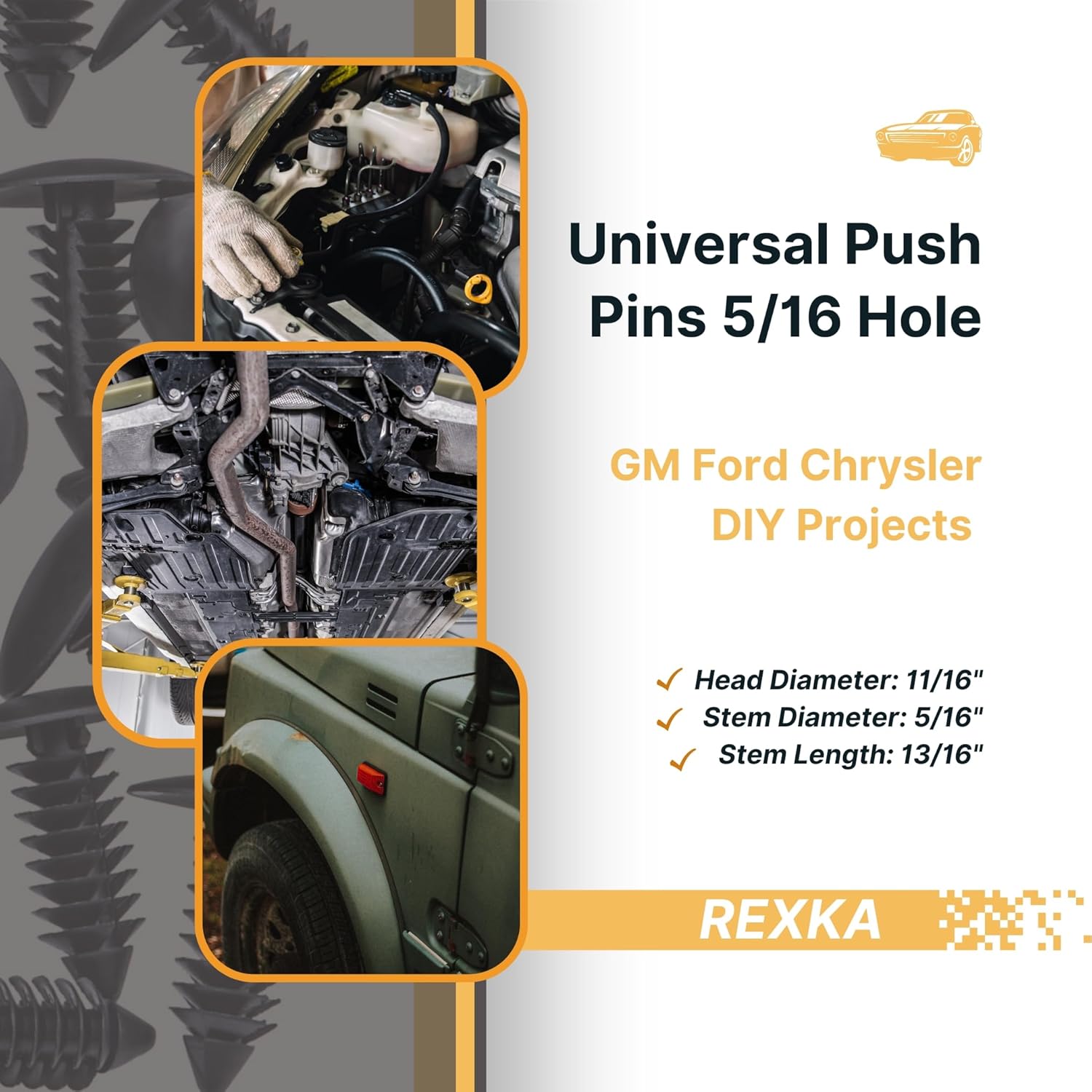 Rexka 30 piece Jeep fender push pin clips — view 5