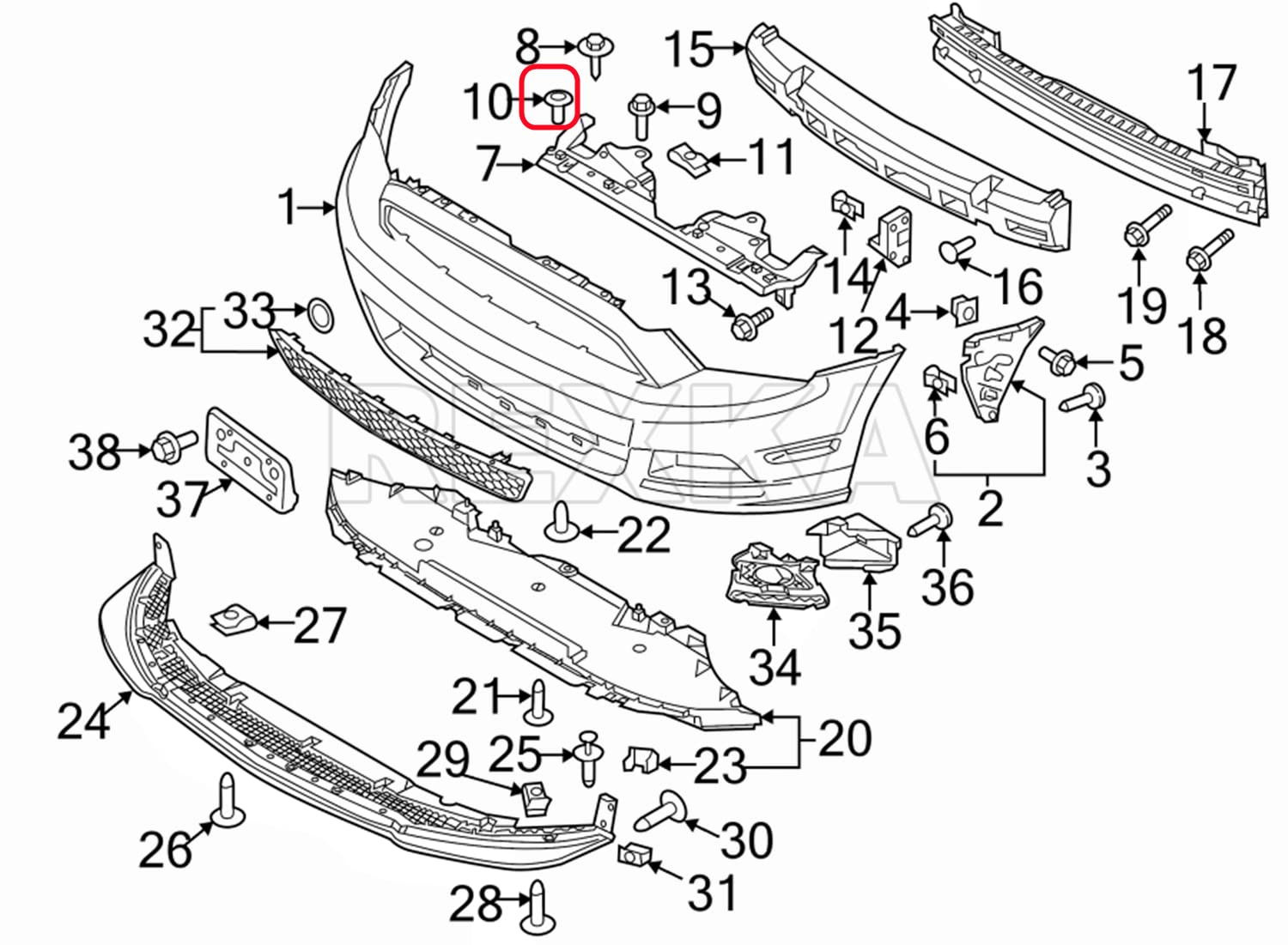 Rexka 30 piece Ford fender liner clips — view 8