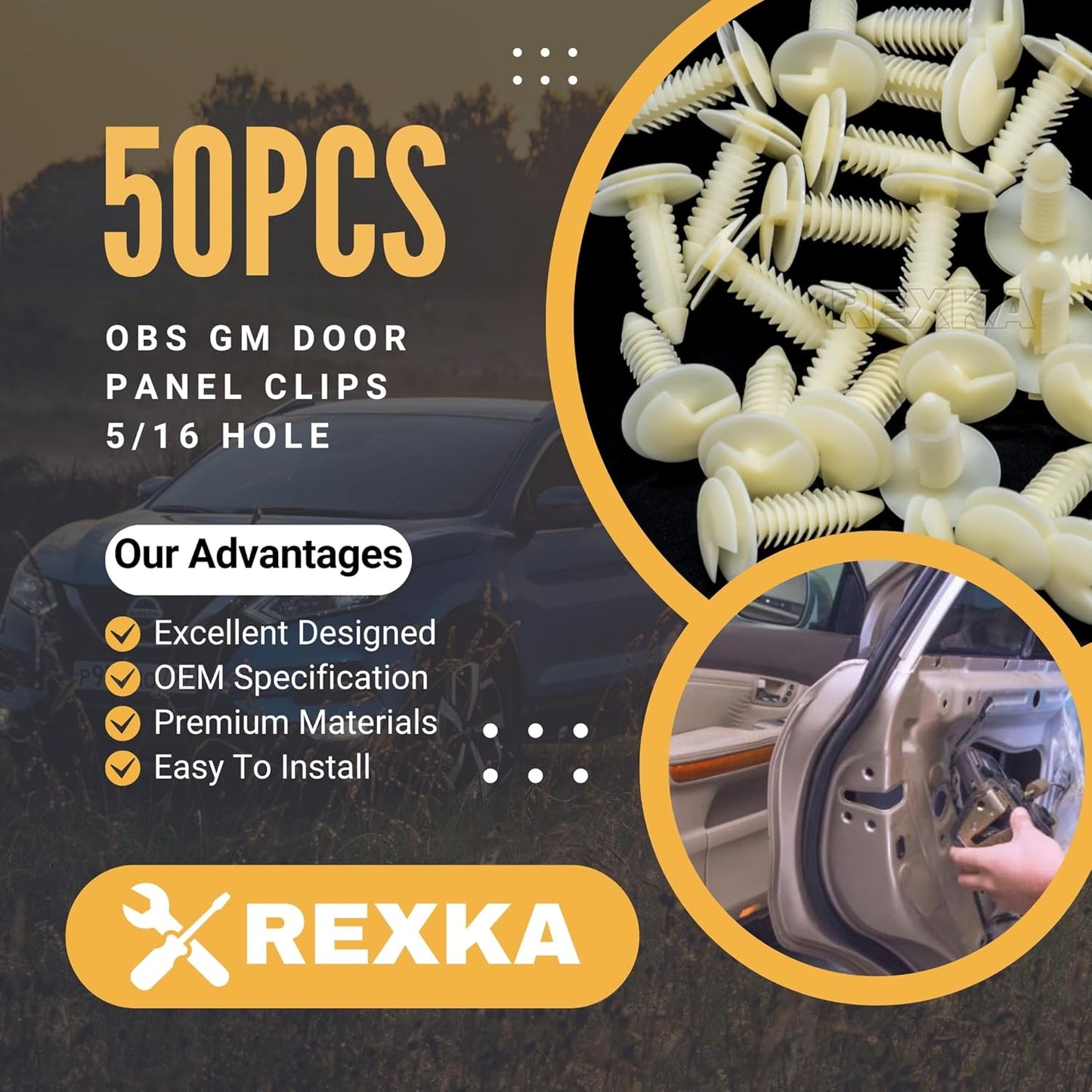 Rexka 50 piece GM door trim clips — view 3