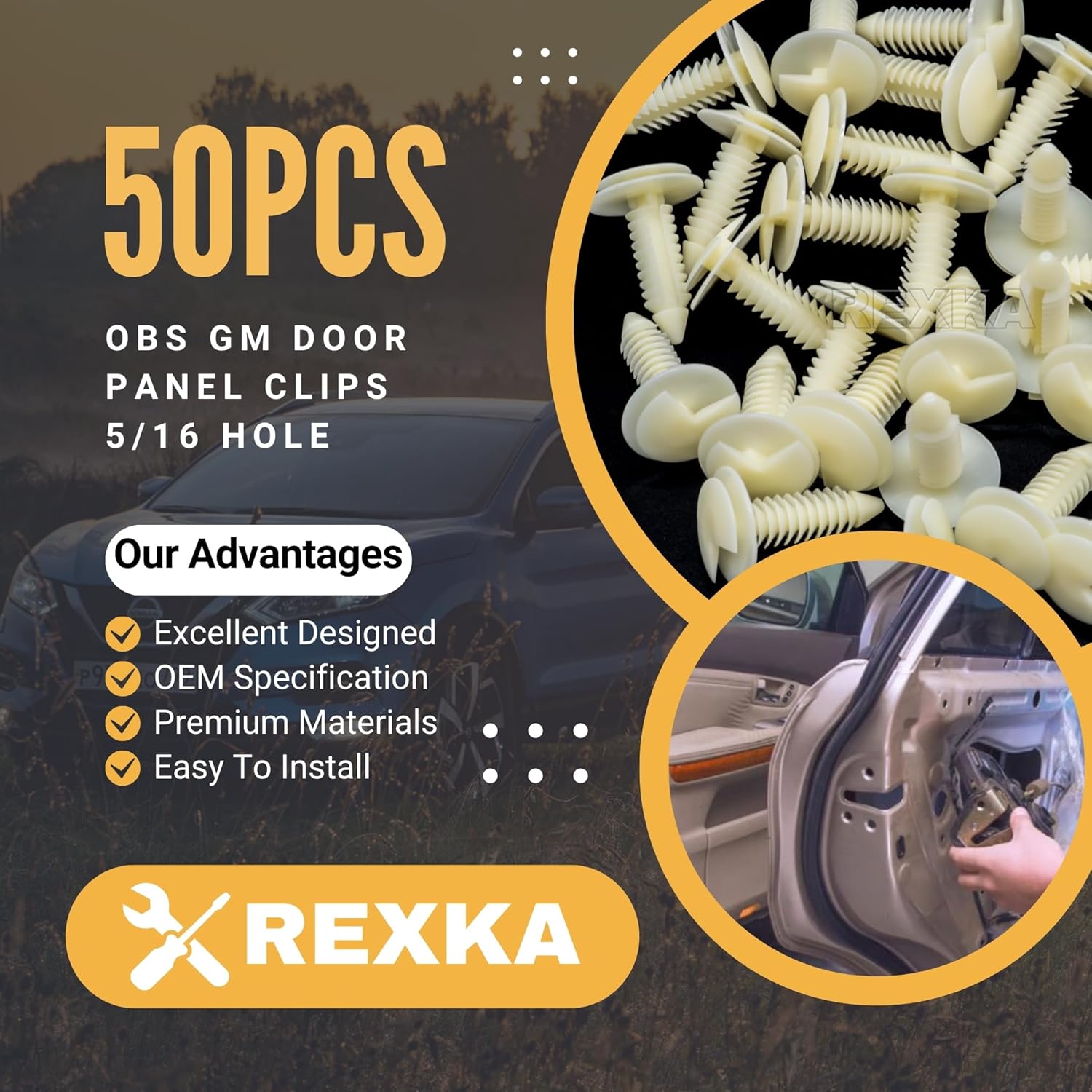 Rexka 50 piece GM door trim clips — view 3