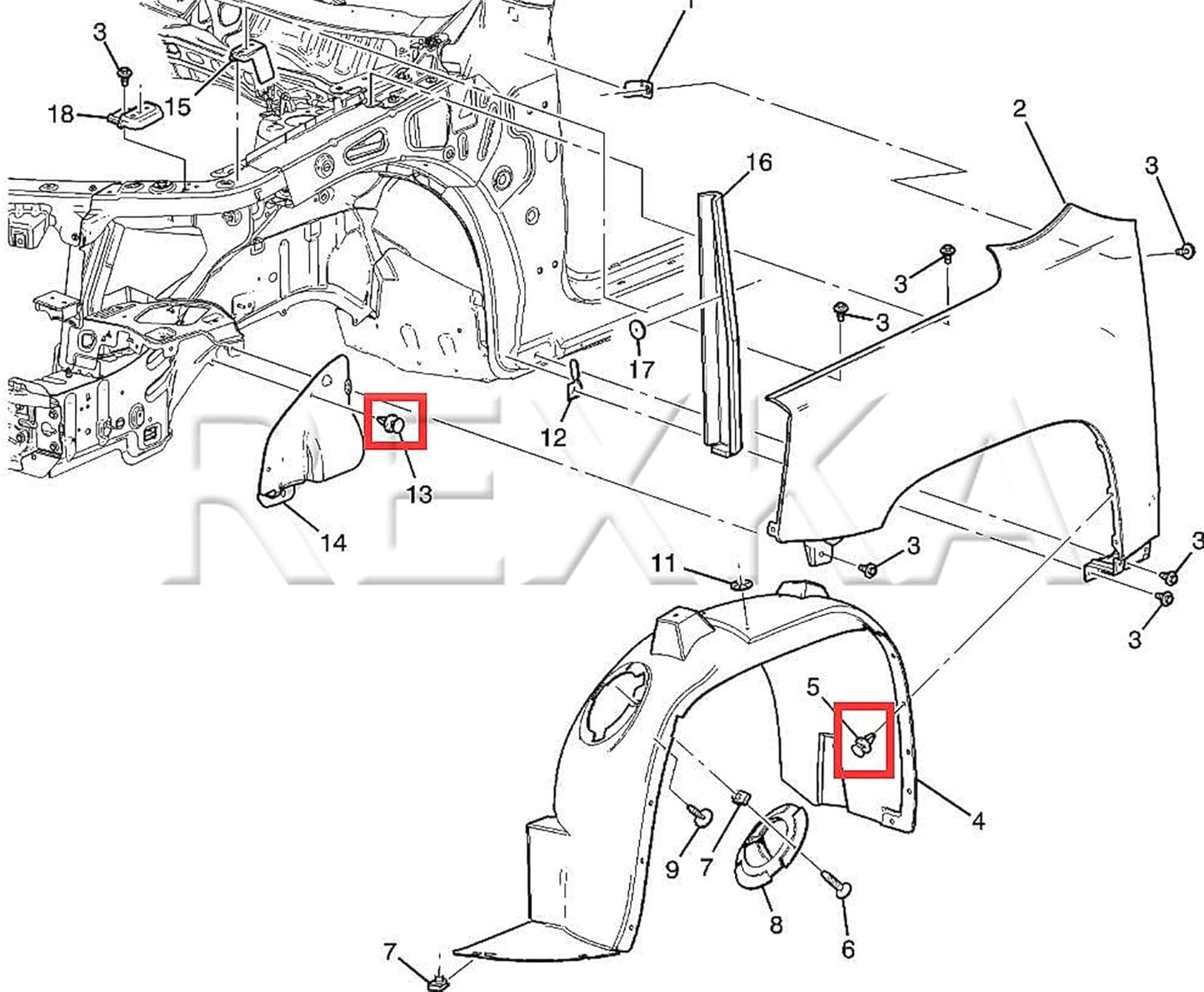 Rexka 40 piece GM fender flare clips — view 6