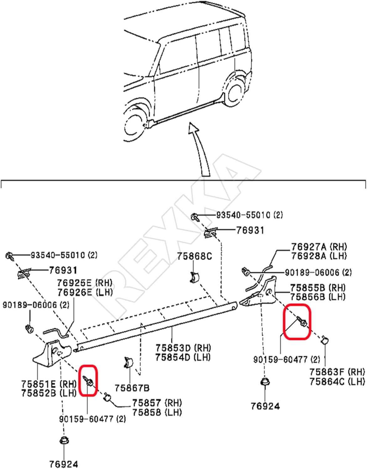 Rexka 20 piece Toyota splash shield bolts — view 9