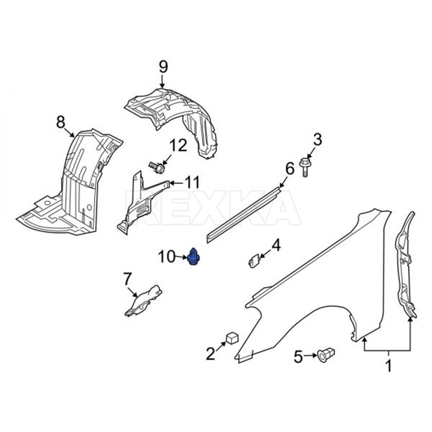 Rexka 40 piece Nissan splash shield rivets — view 7