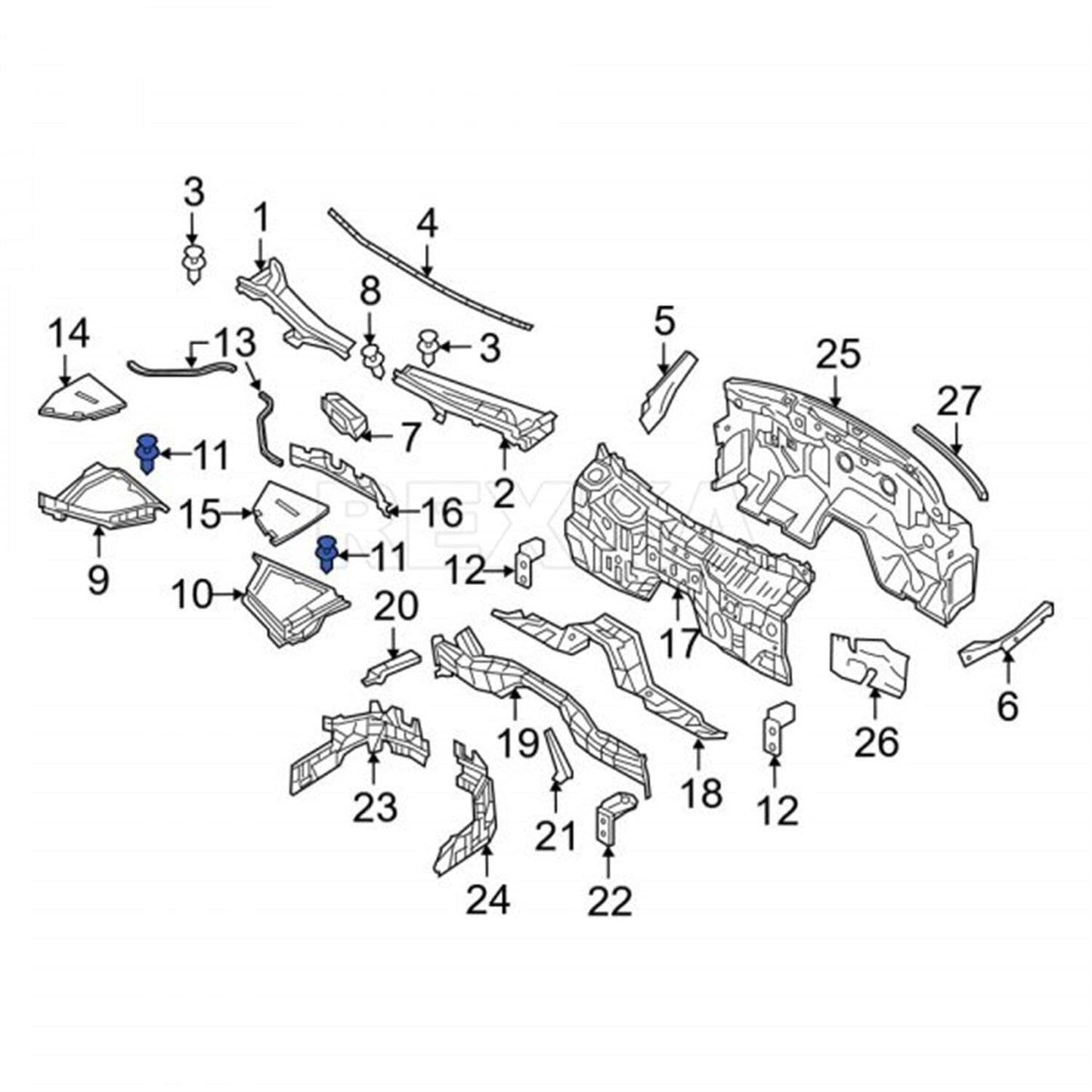 Rexka 40 piece Nissan splash shield rivets — view 8
