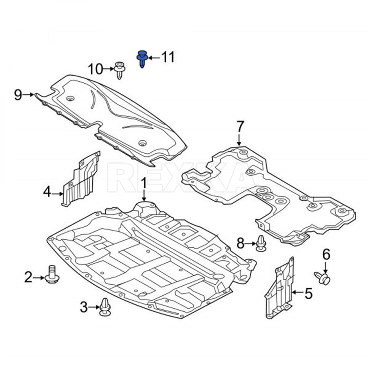 Rexka 40 piece Nissan splash shield rivets — view 9