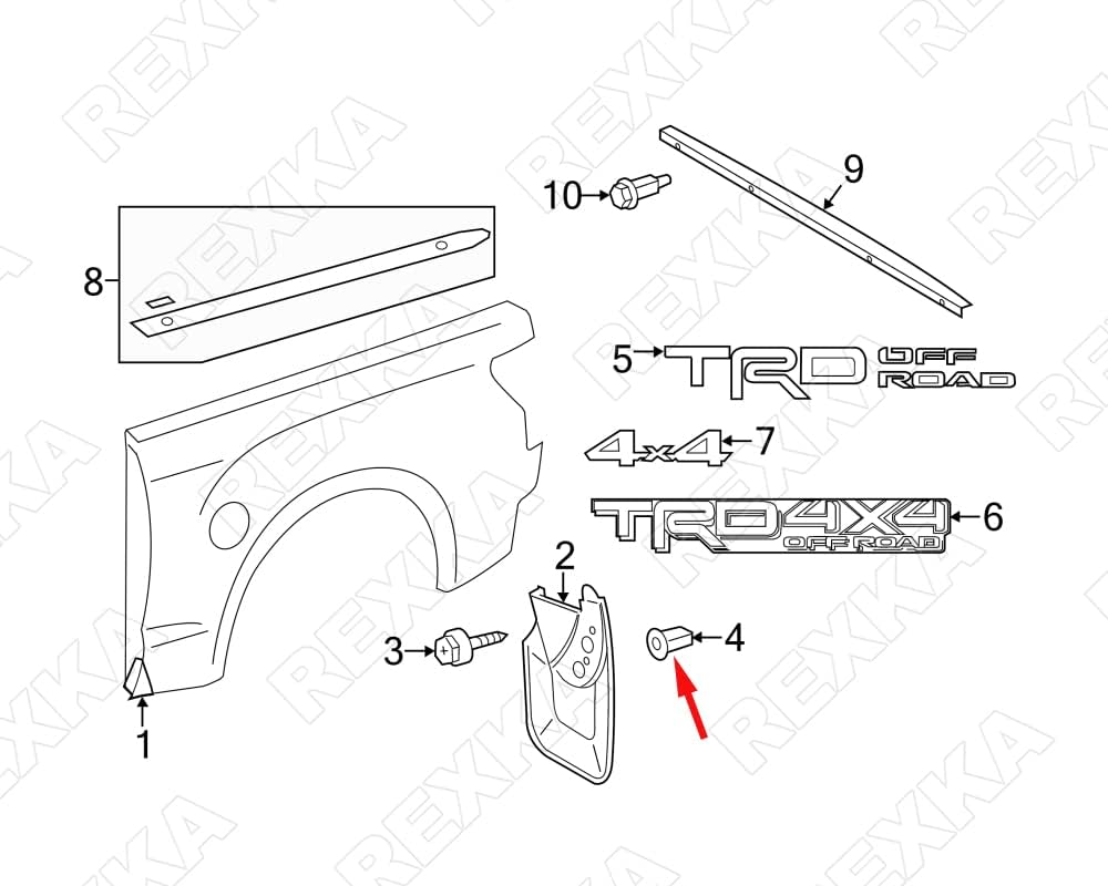 Rexka 30 piece Toyota fender liner grommets — view 8