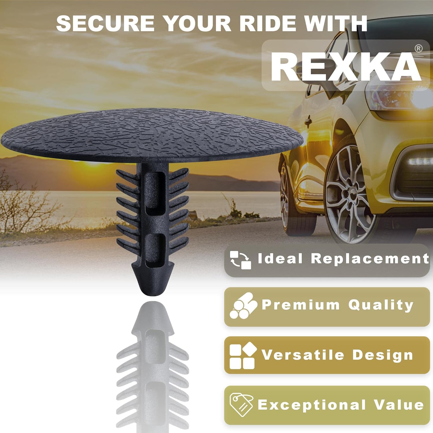 Rexka 20 piece Ford hood insulation clips — view 5