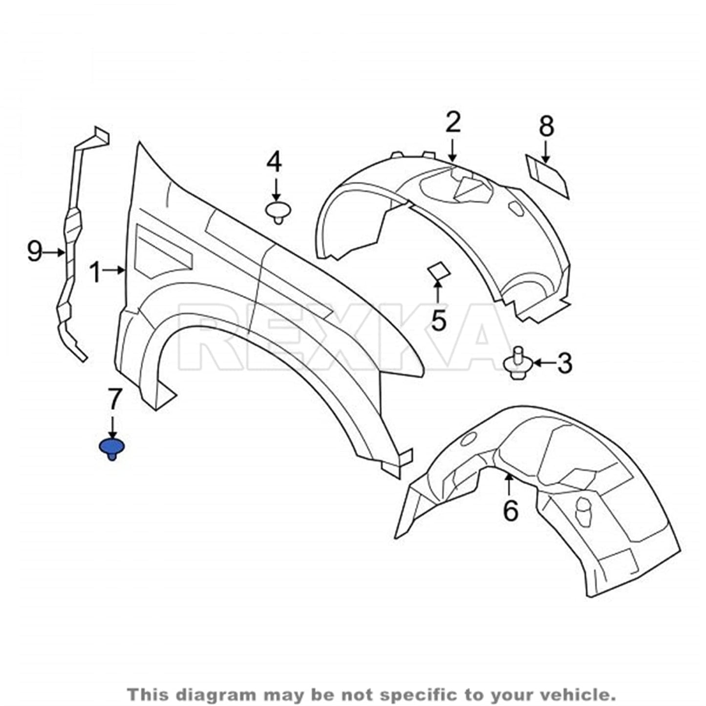 Rexka 20 piece Ford hood insulation clips — view 6