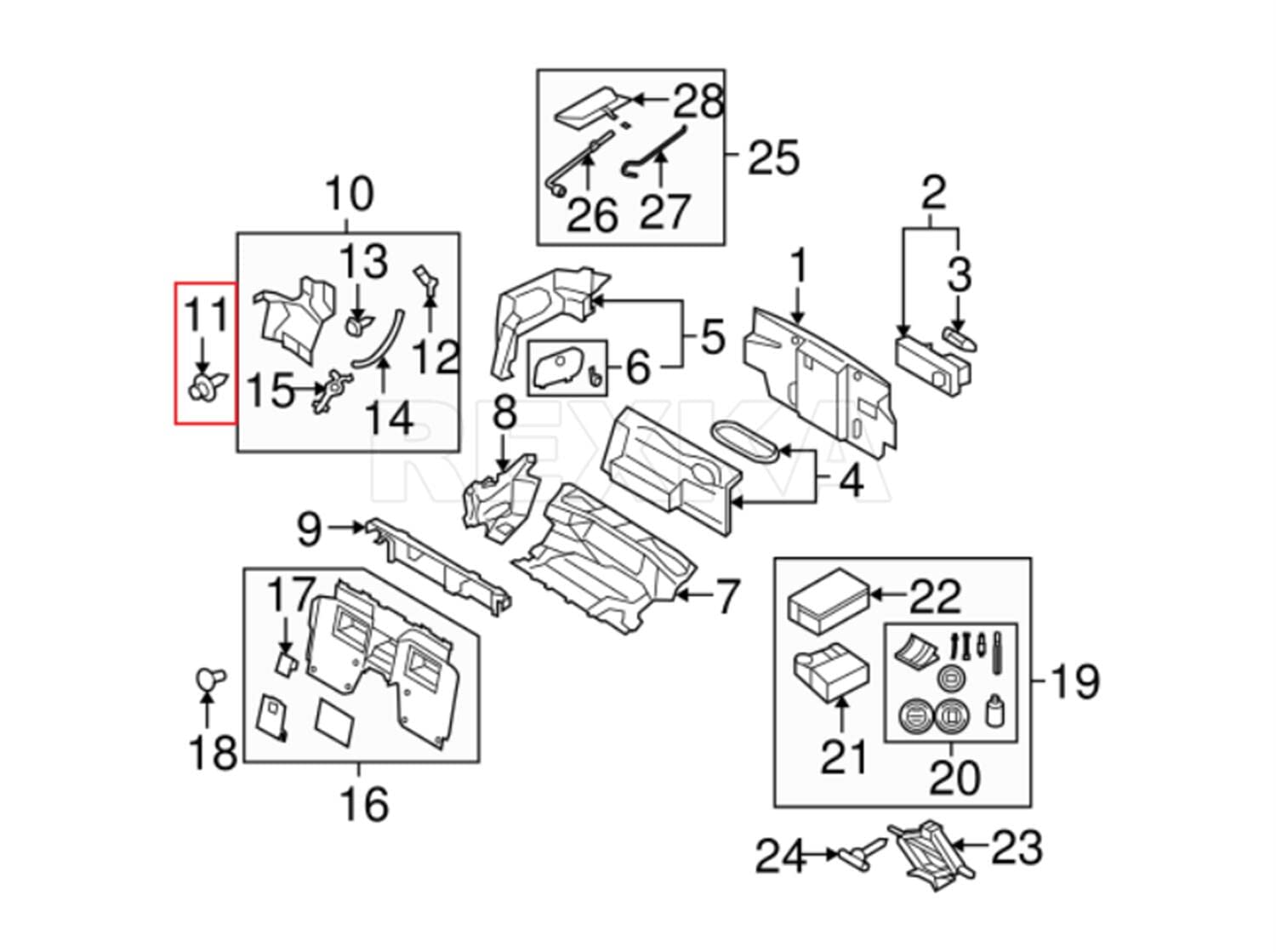 Rexka 20 piece Mazda quarter trim clips — view 5