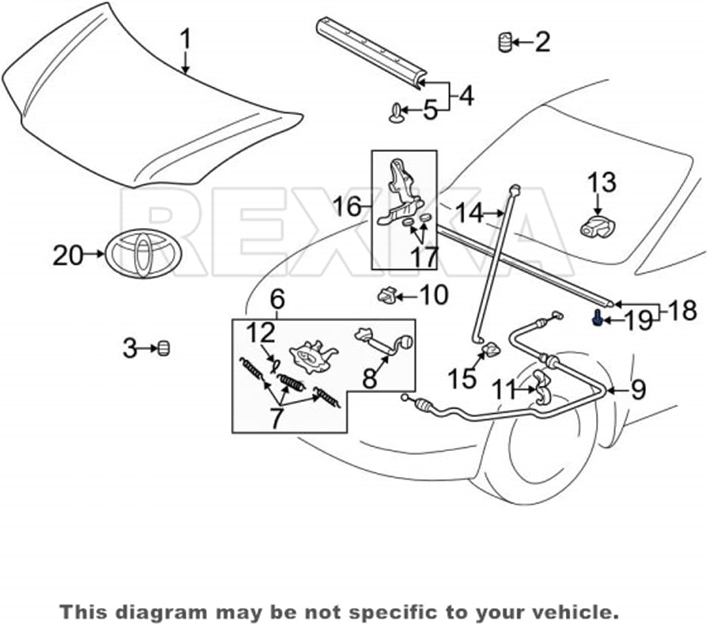 Rexka 20 piece Toyota weatherstrip clips — view 7