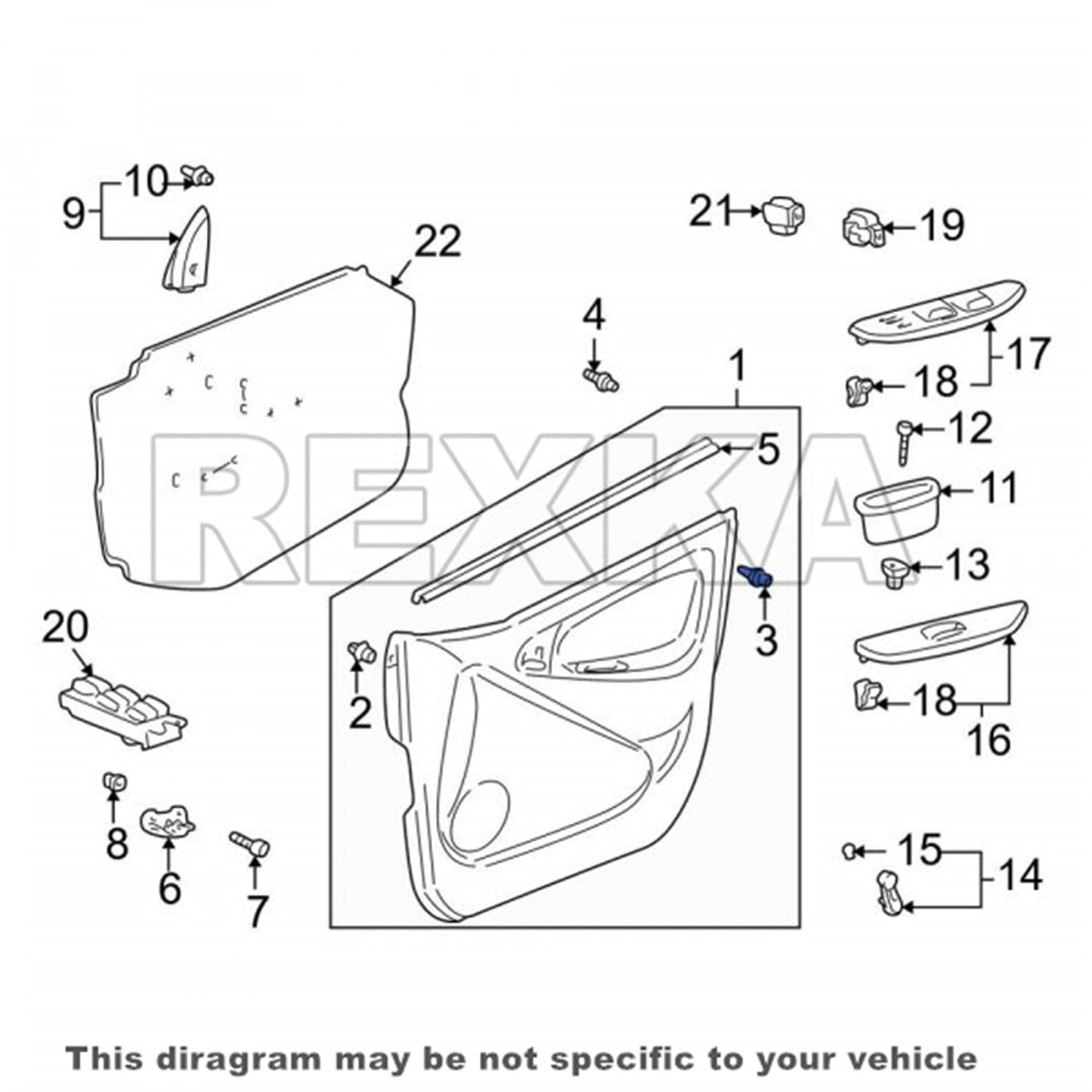 Rexka 25 piece Toyota door trim clips — view 6