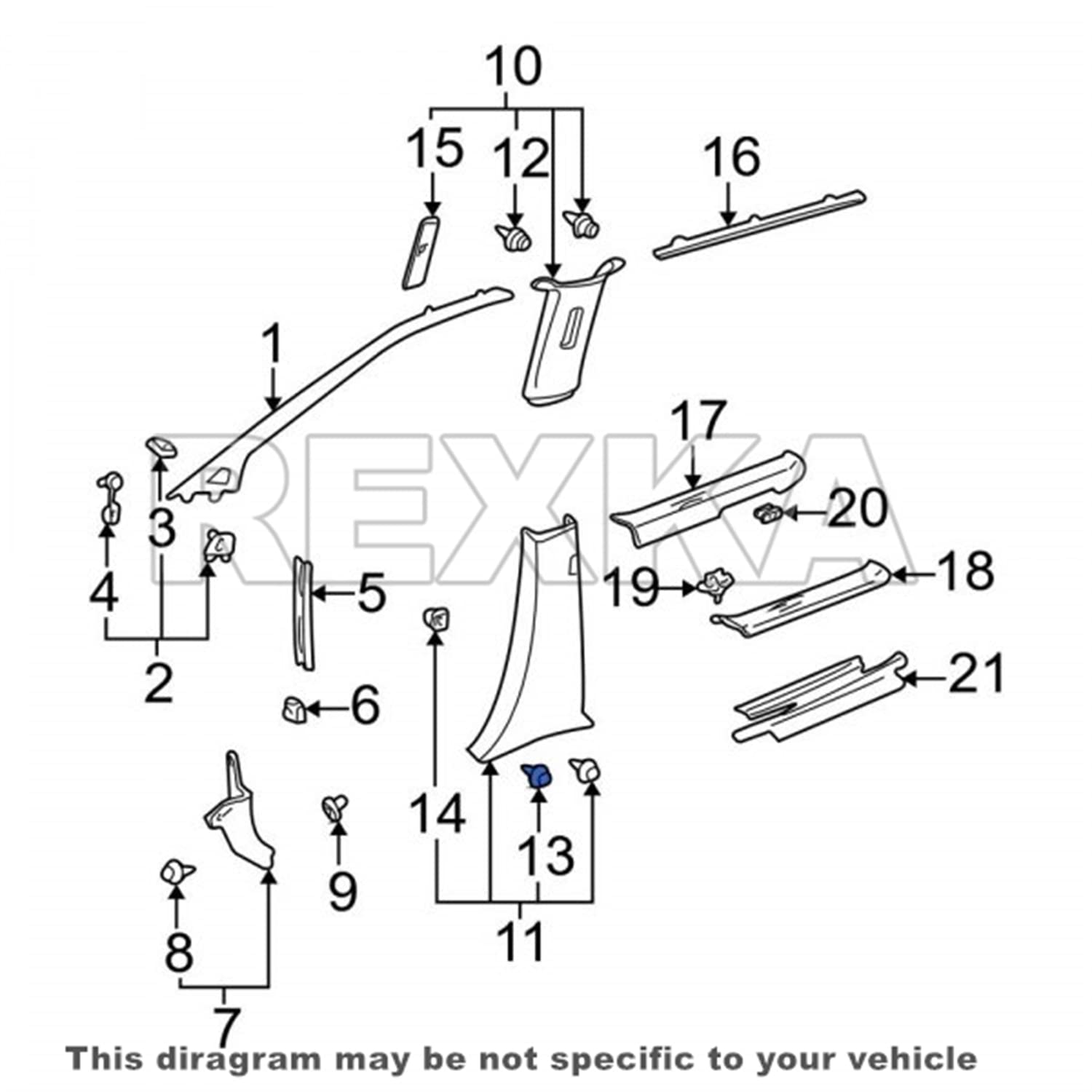 Rexka 25 piece Toyota door trim clips — view 8