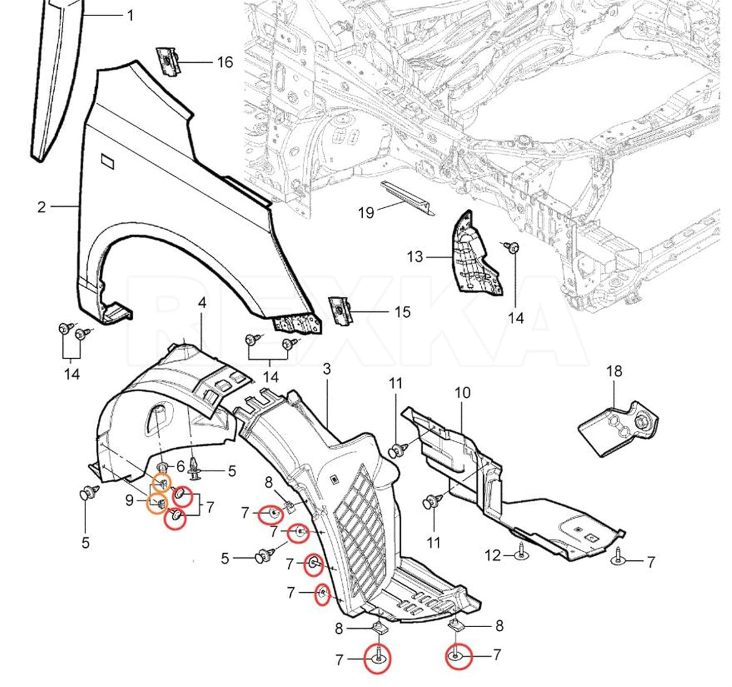 Rexka 10 set GM fender liner screw nuts — view 6