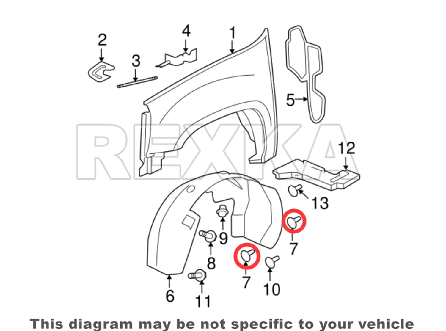 Rexka 30 piece GM fender liner clips — view 7