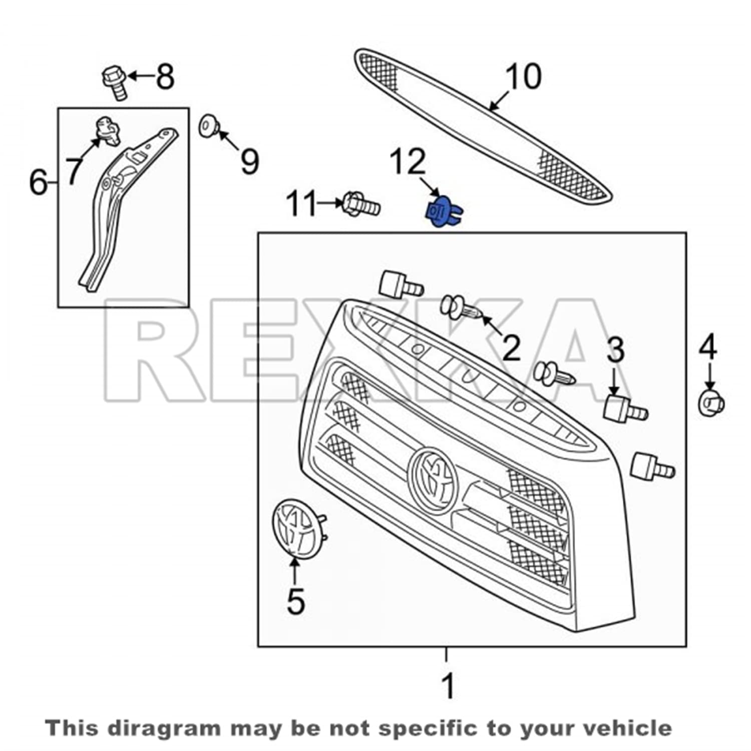 Rexka 10 piece Toyota grille grommet nuts — view 7