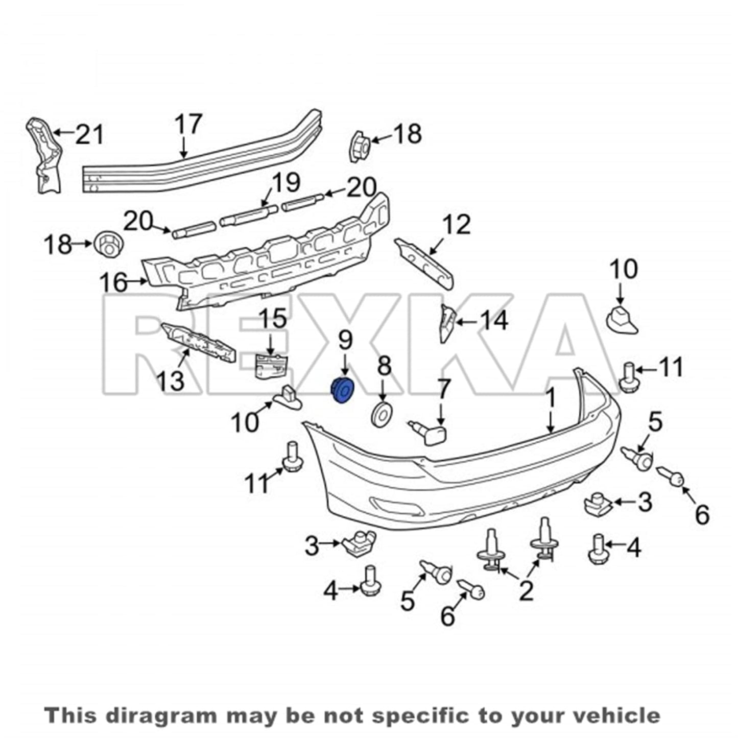 Rexka 10 piece Toyota grille grommet nuts — view 8