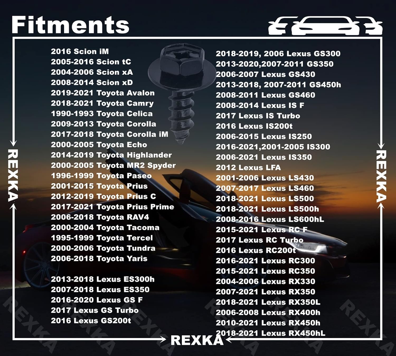 Rexka 15 set Toyota fender liner grommet kit — view 4