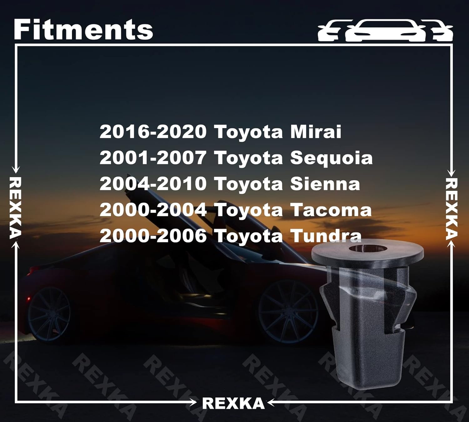 Rexka 15 set Toyota fender liner grommet kit — view 5