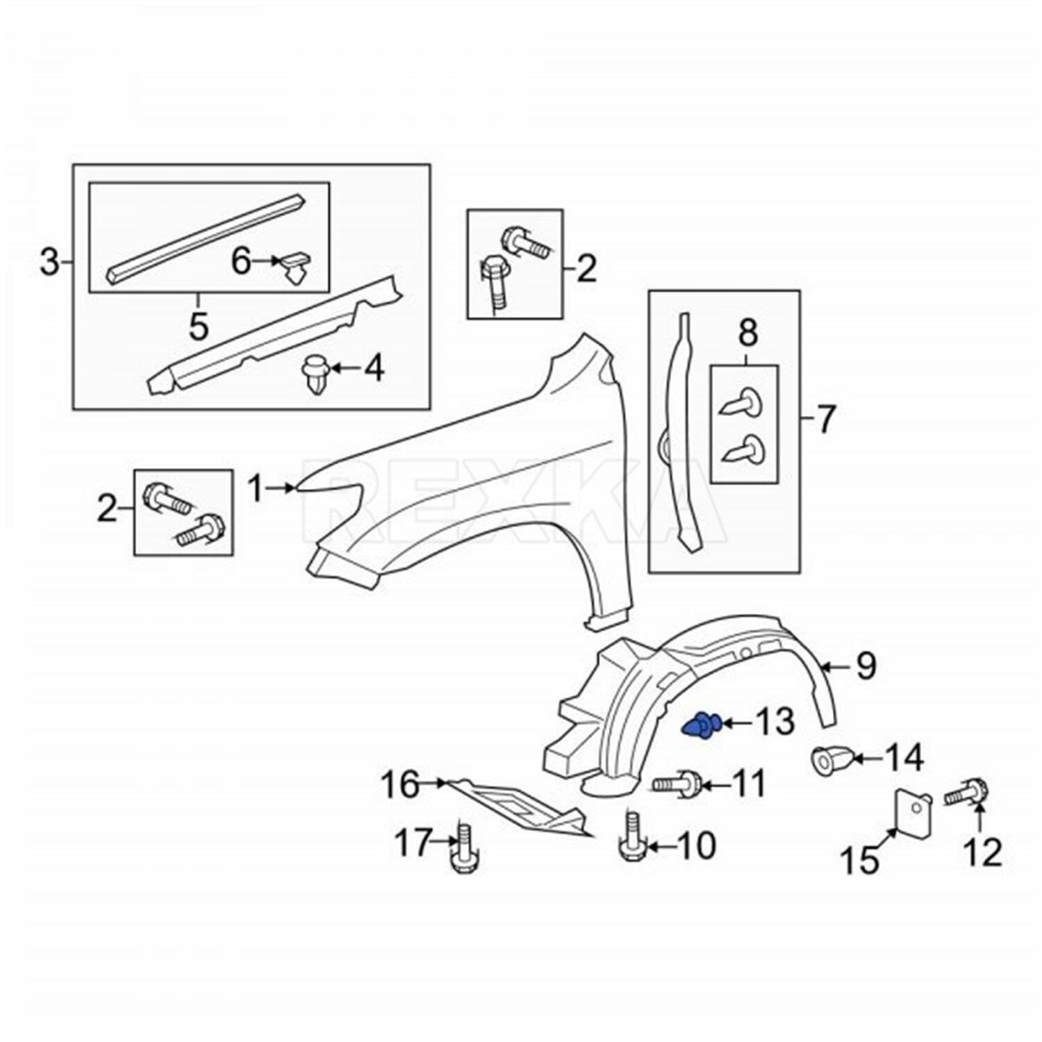 Rexka 30 piece Toyota splash shield clips — view 6