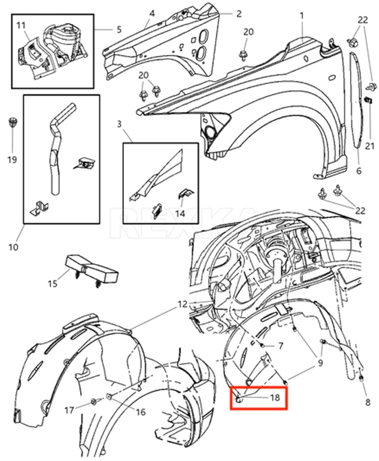 Rexka 50 piece Ford Chrysler trim clips — view 7